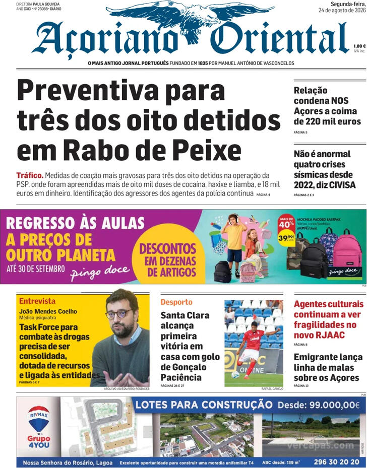 Capa A�oriano Oriental - 2026-08-24