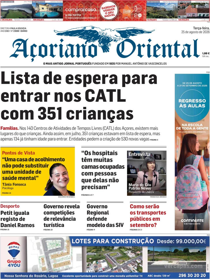 Capa A�oriano Oriental - 2026-08-25