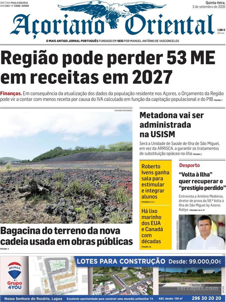 Capa A�oriano Oriental - 2026-09-03