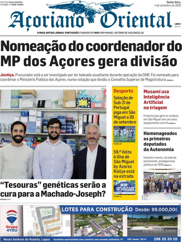 Capa A�oriano Oriental - 2026-09-04
