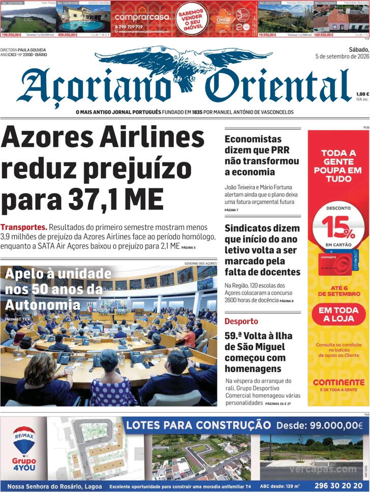 Capa A�oriano Oriental - 2026-09-05