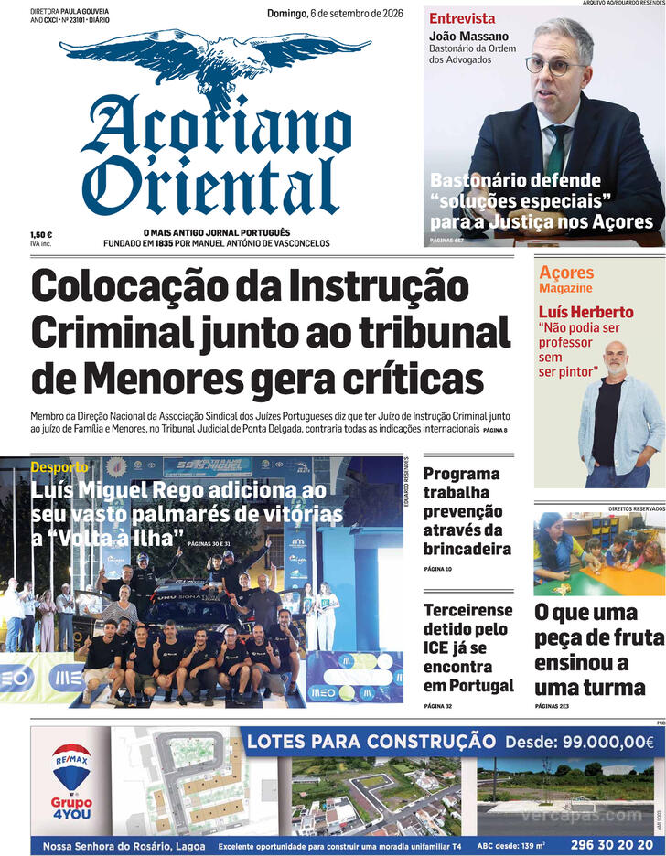 Capa A�oriano Oriental - 2026-09-06