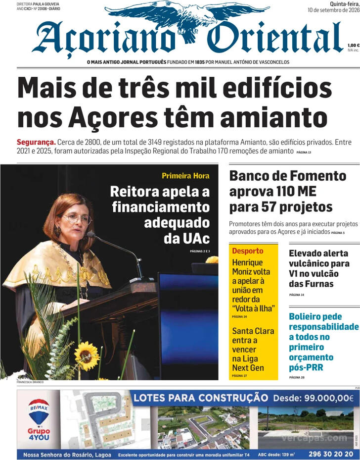 Capa A�oriano Oriental - 2026-09-10