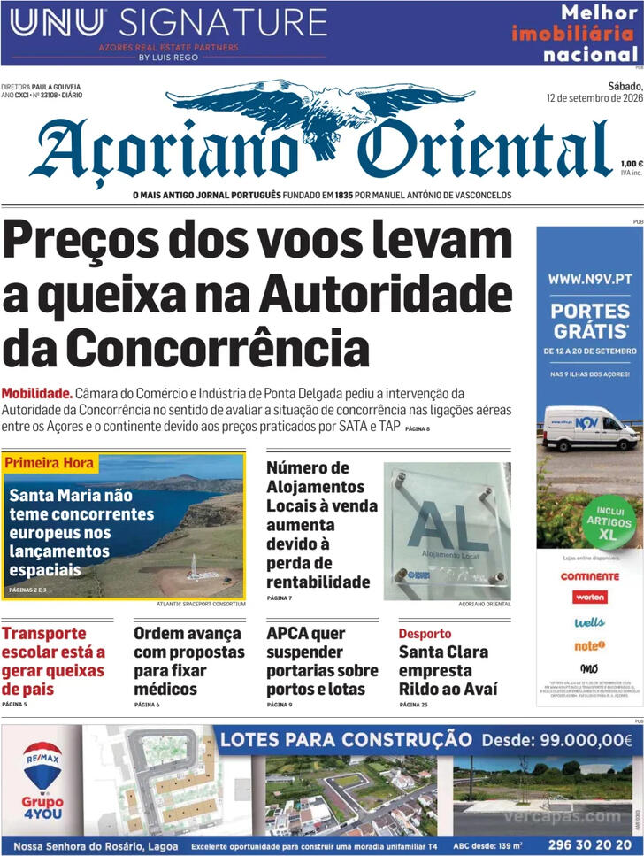 Capa A�oriano Oriental - 2026-09-12