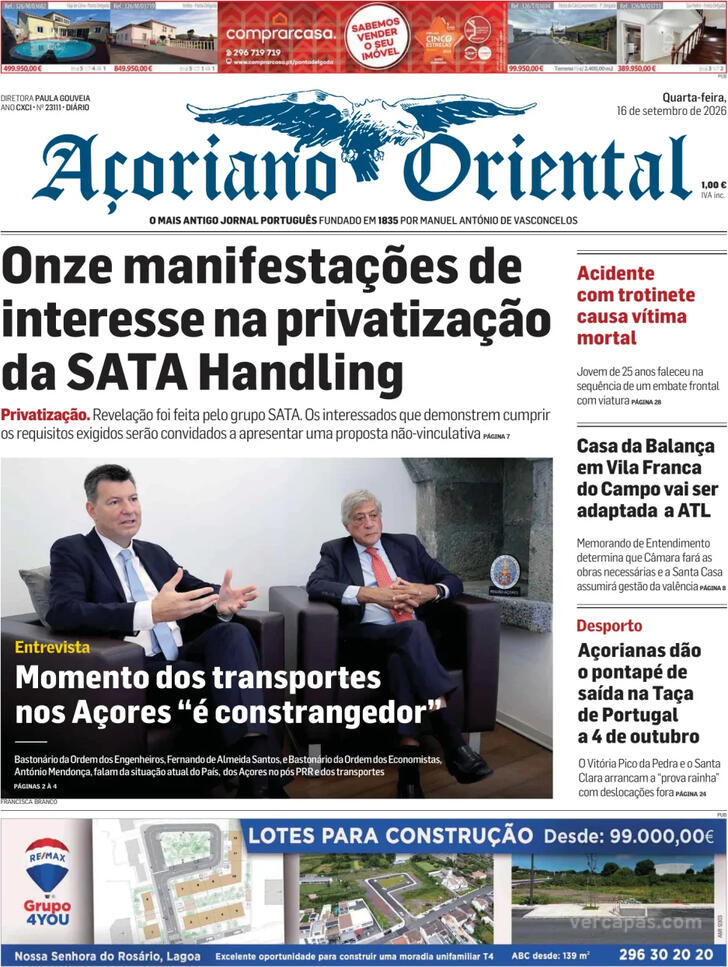 Capa A�oriano Oriental - 2026-09-16