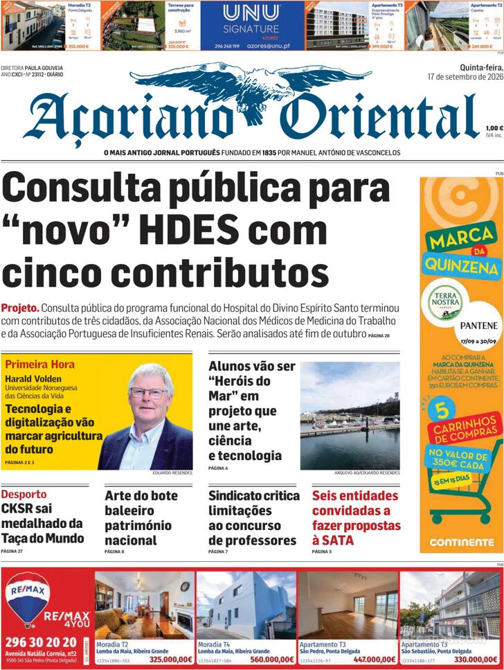 Capa A�oriano Oriental - 2026-09-17