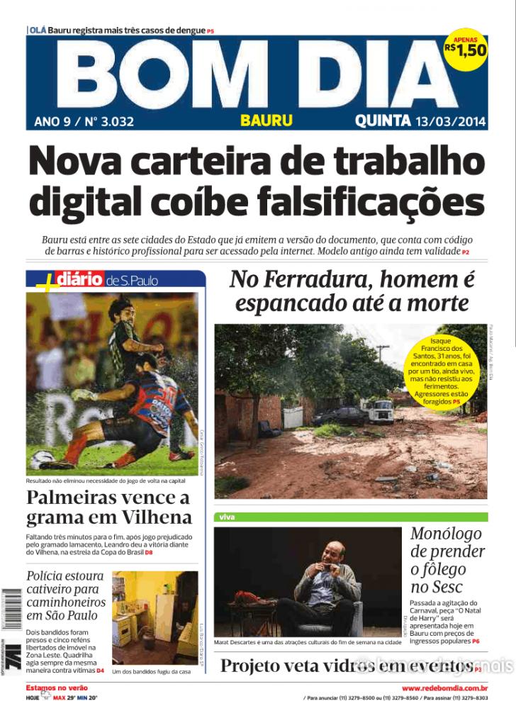 Capa Bom Dia - Bauru - 2014-03-13