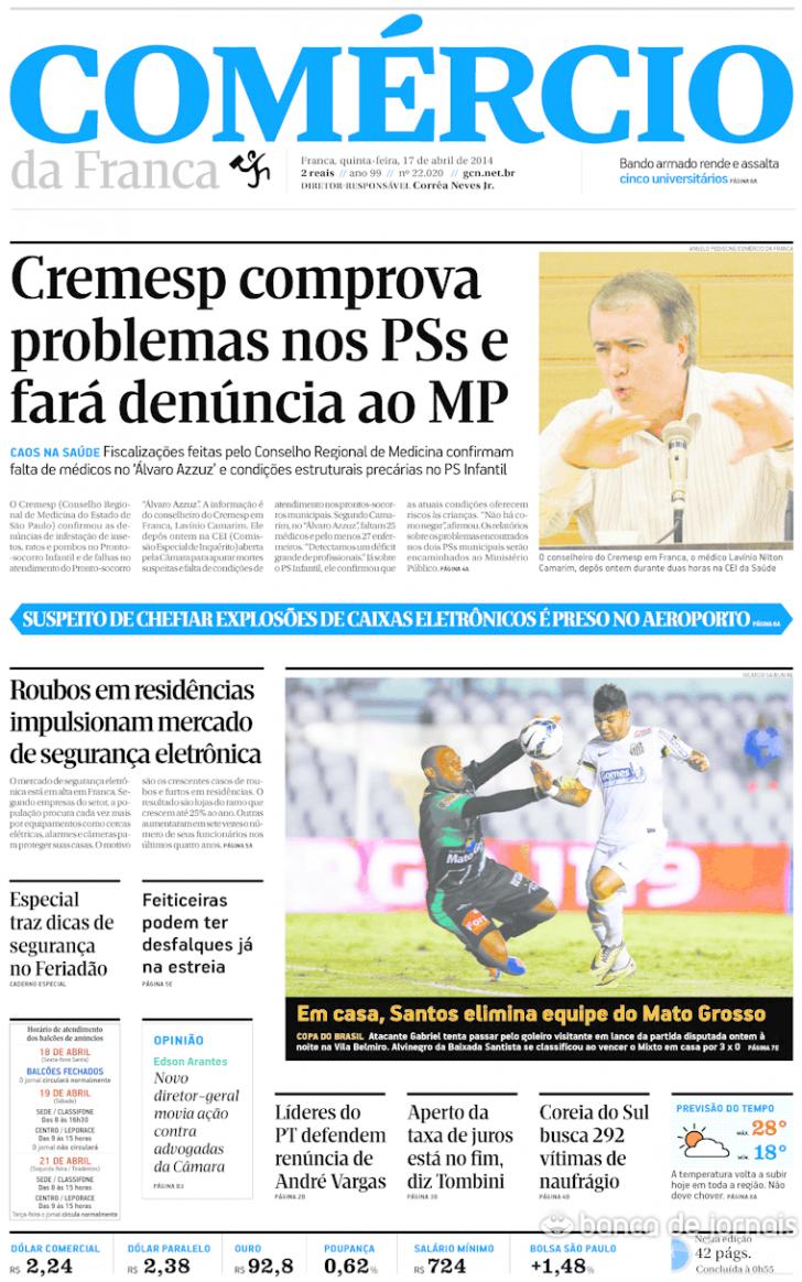 Capa Comrcio da Franca - 2014-04-17