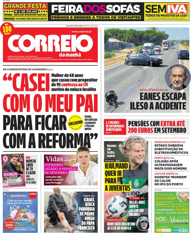 Capa Correio da Manh - 2025-07-18