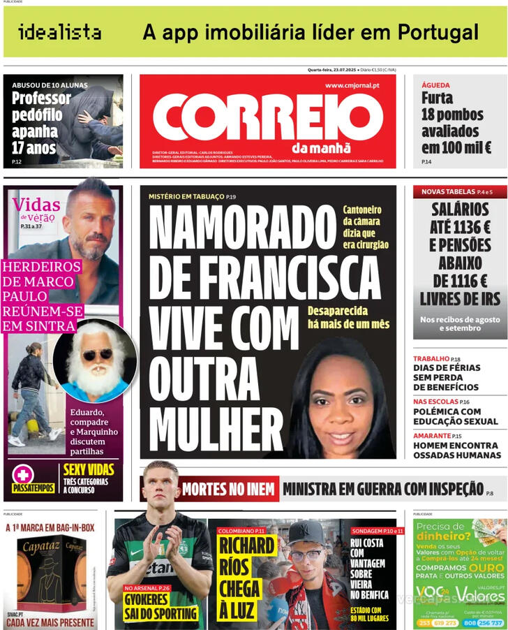 Capa Correio da Manh - 2025-07-23