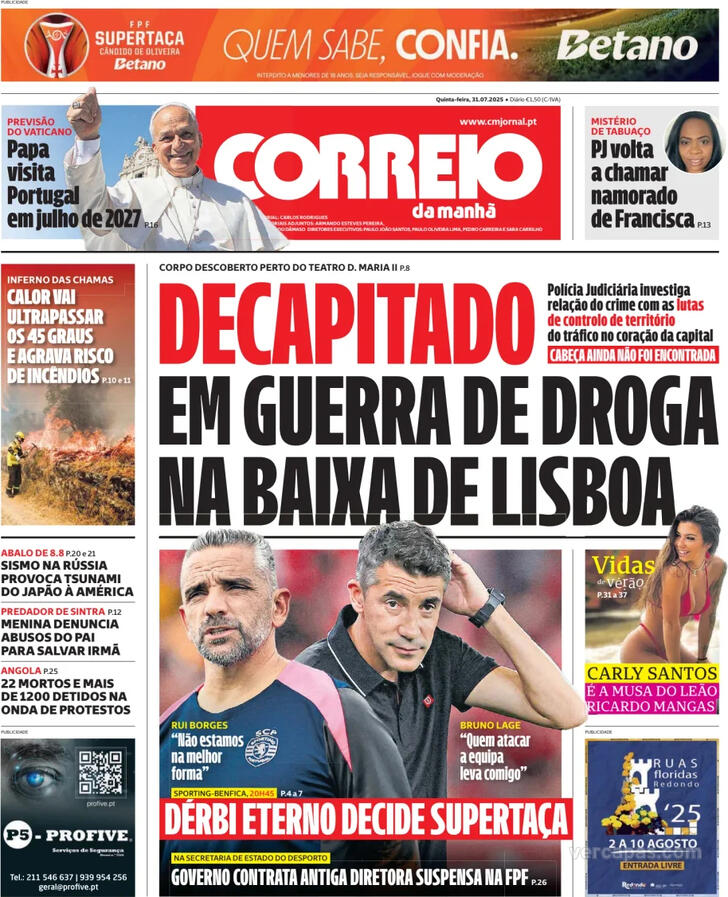 Capa Correio da Manh - 2025-07-31