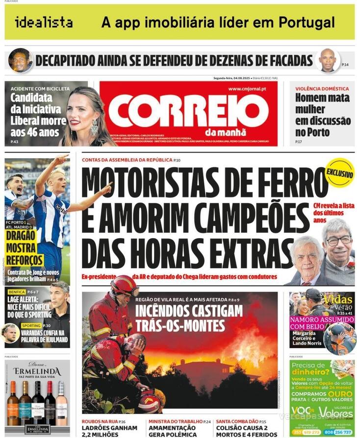 Capa Correio da Manh - 2025-08-04