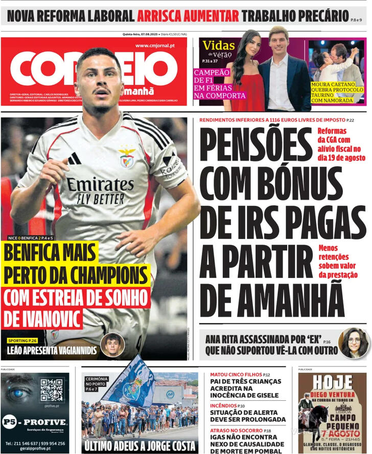 Capa Correio da Manh - 2025-08-07