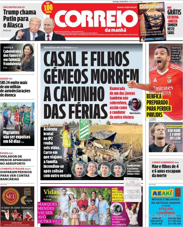 Capa Correio da Manh - 2025-08-10