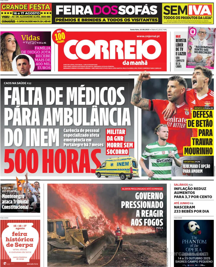 Capa Correio da Manh - 2025-08-15