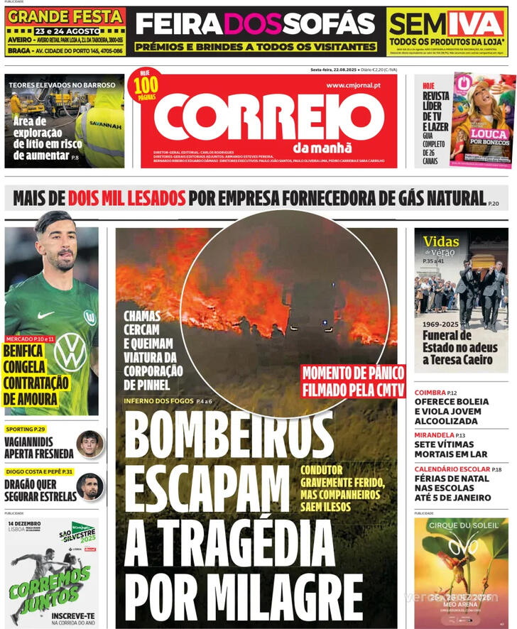 Capa Correio da Manh - 2025-08-22