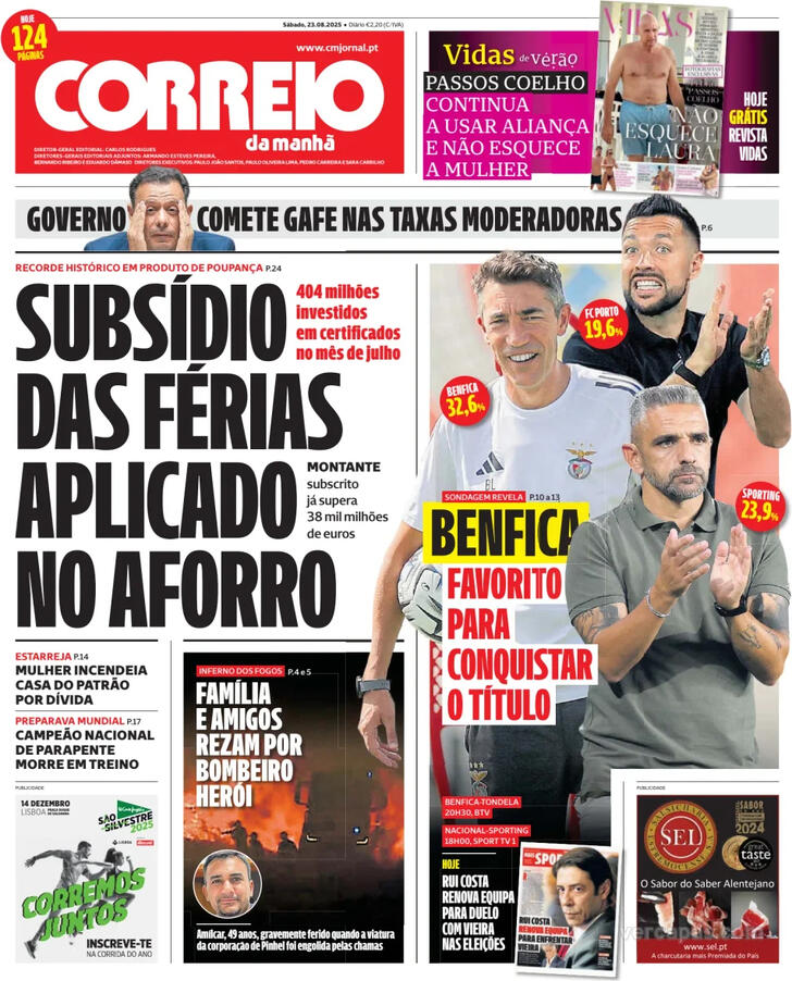 Capa Correio da Manh - 2025-08-23