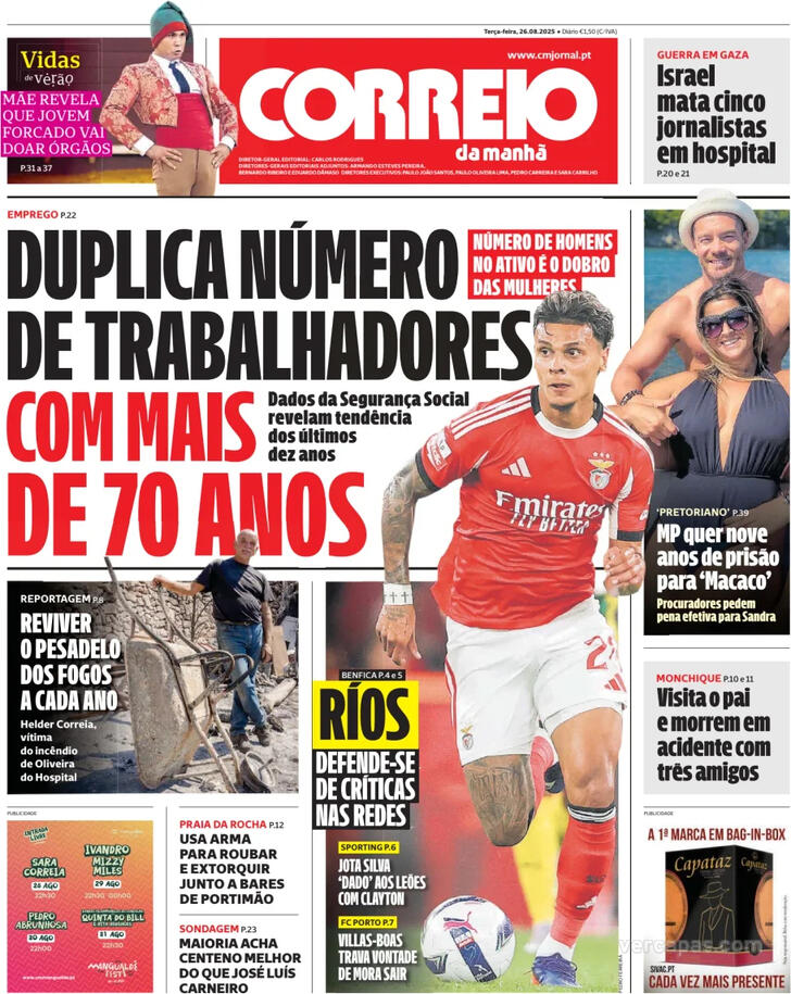 Capa Correio da Manh - 2025-08-26