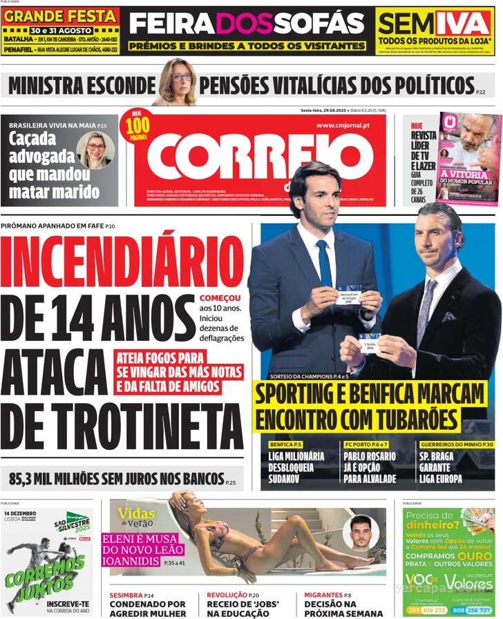 Capa Correio da Manh - 2025-08-29