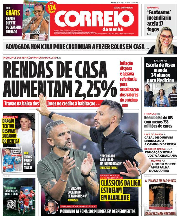 Capa Correio da Manh - 2025-08-30