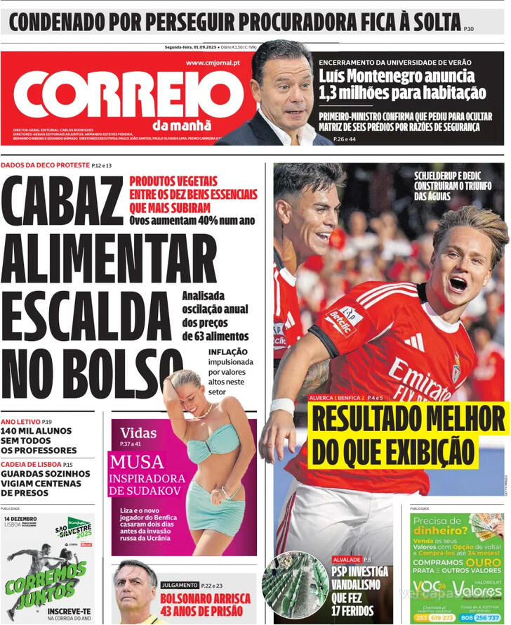 Capa Correio da Manh - 2025-09-01