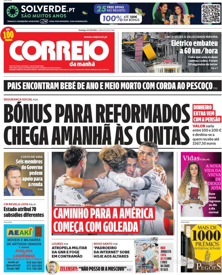 Capa Correio da Manh - 2025-09-07