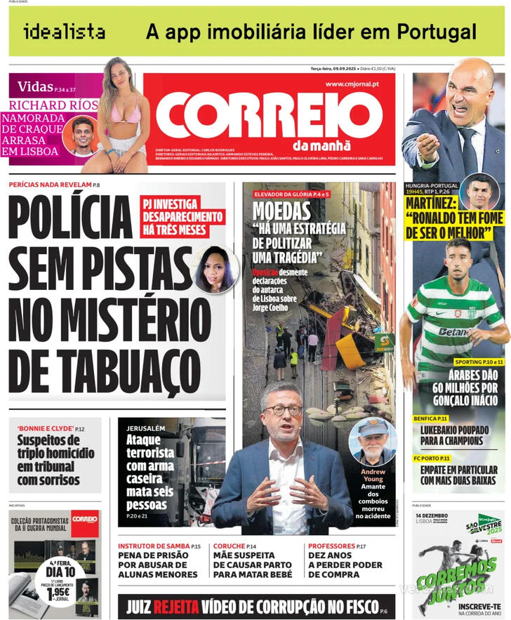 Capa Correio da Manh - 2025-09-09