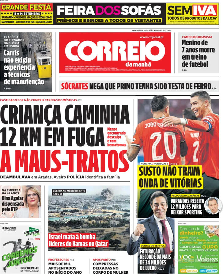 Capa Correio da Manh - 2025-09-10