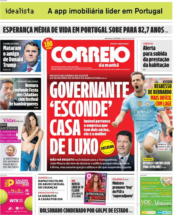 Capa Correio da Manh - 2025-09-12