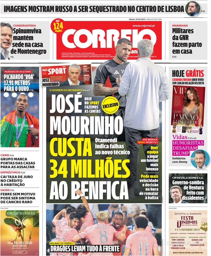 Capa Correio da Manh - 2025-09-20