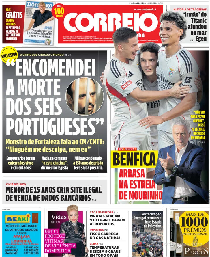 Capa Correio da Manh - 2025-09-21