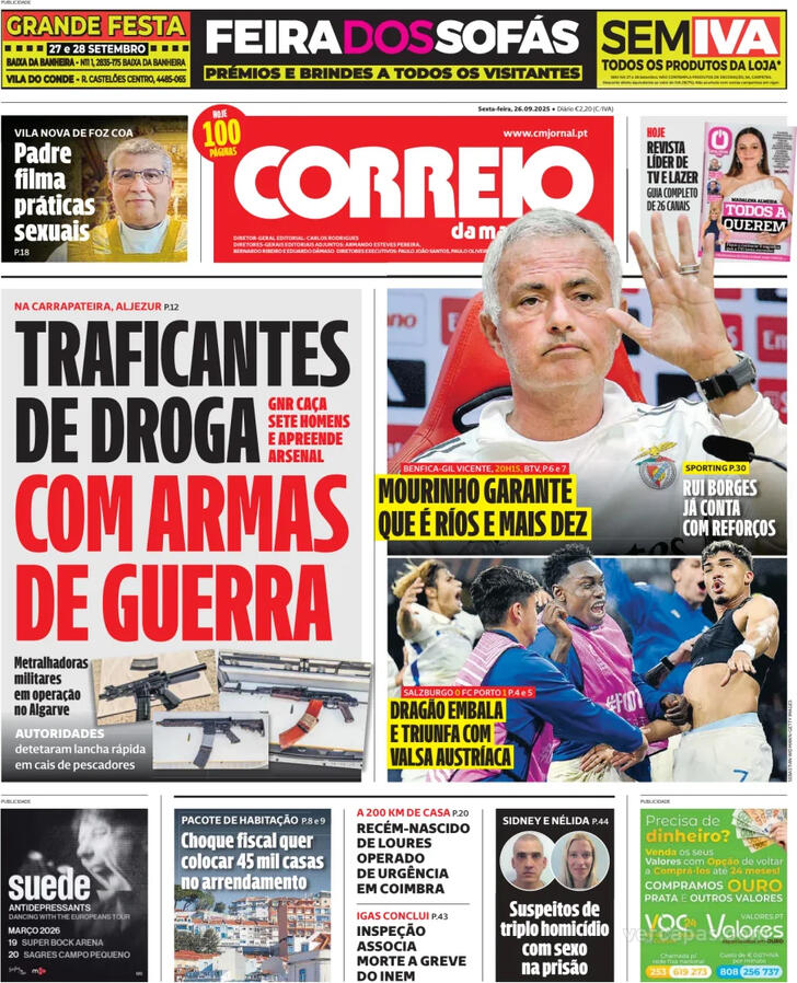 Capa Correio da Manh - 2025-09-26