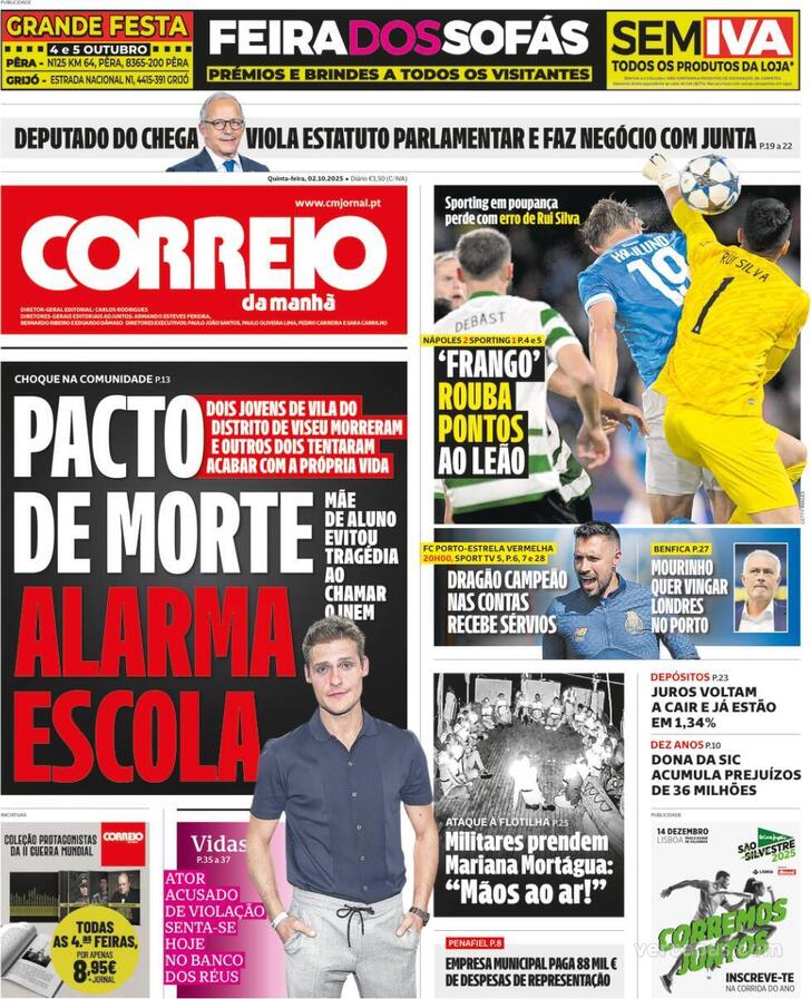 Capa Correio da Manh - 2025-10-02