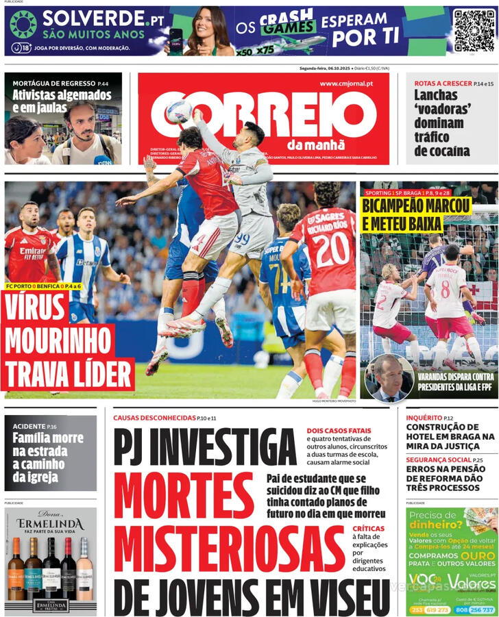 Capa Correio da Manh - 2025-10-06