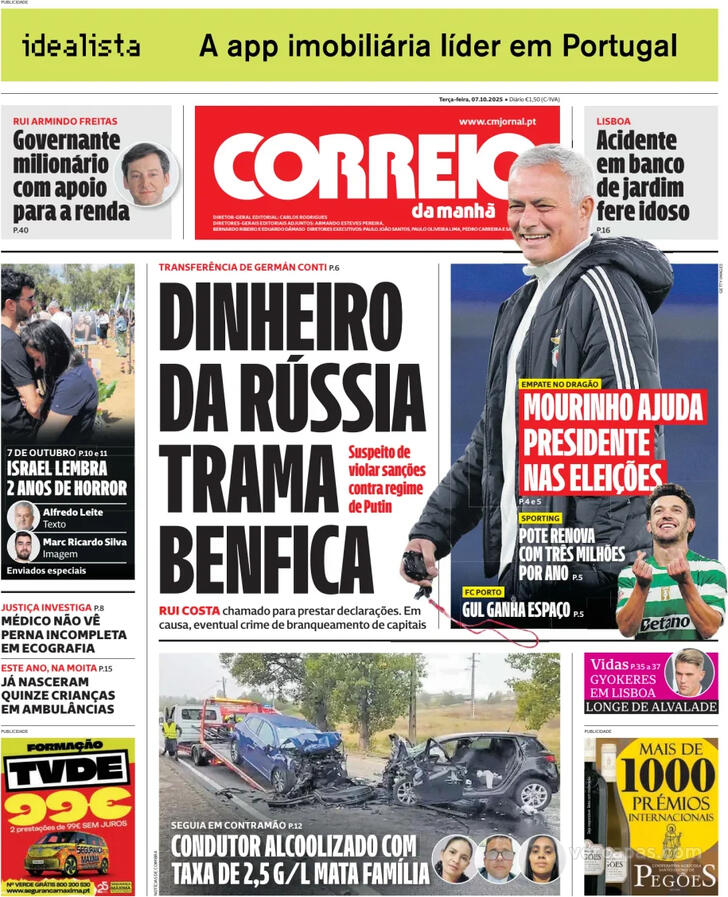 Capa Correio da Manh - 2025-10-07