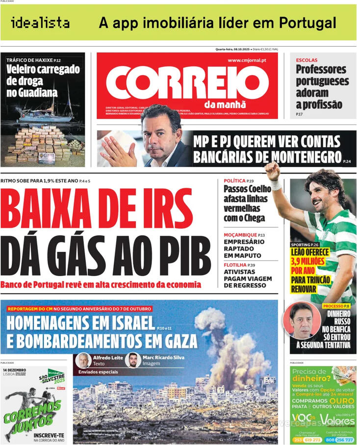 Capa Correio da Manh - 2025-10-08
