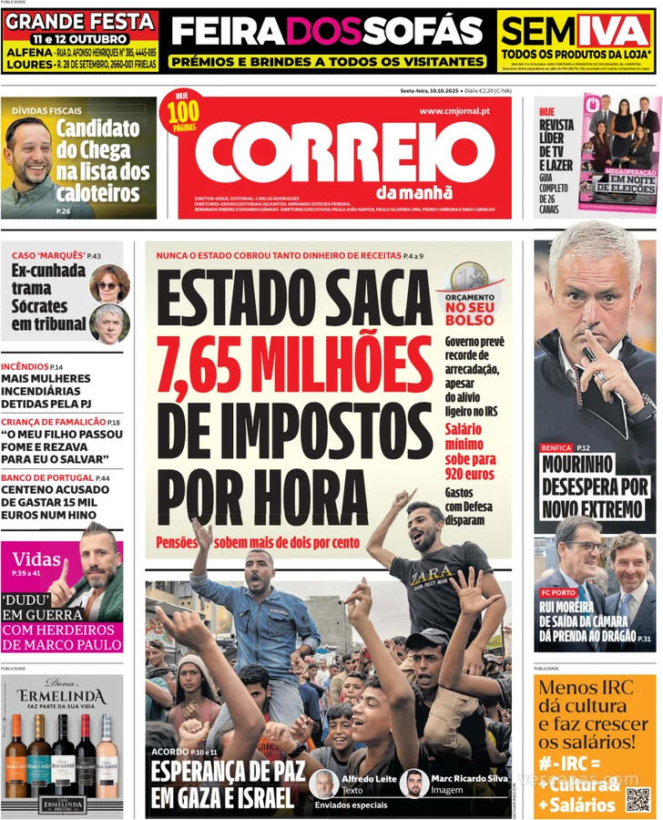 Capa Correio da Manh - 2025-10-10
