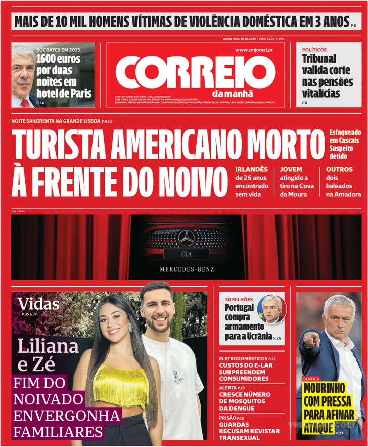 Capa Correio da Manh - 2025-10-16