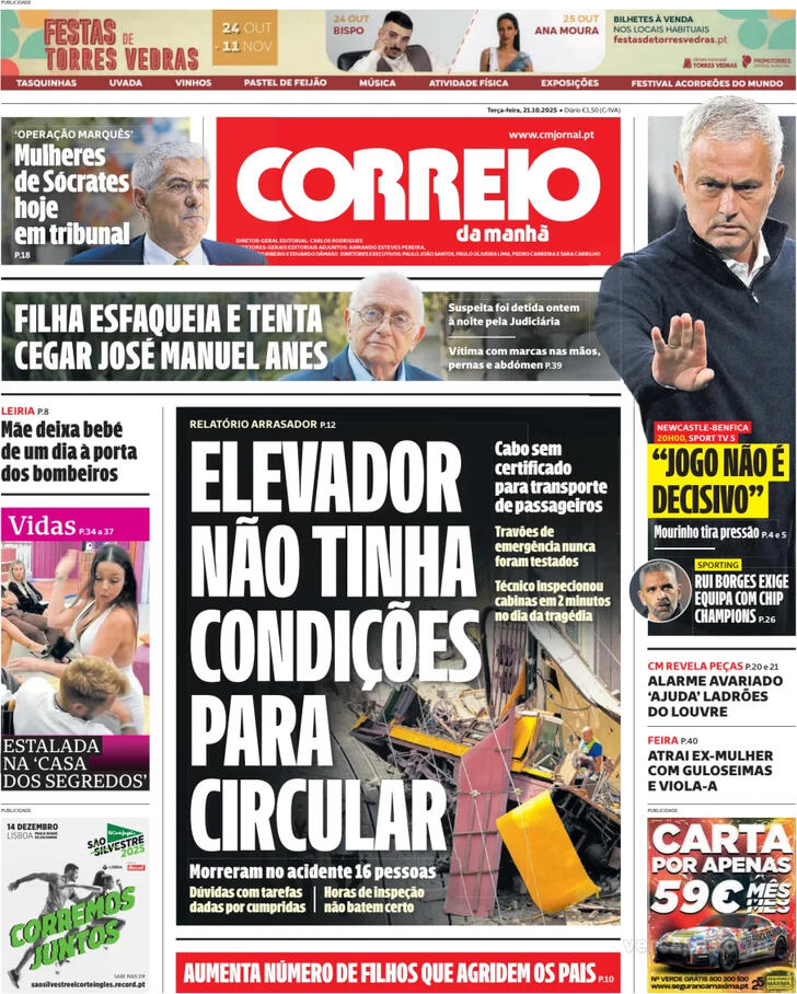 Capa Correio da Manh - 2025-10-21