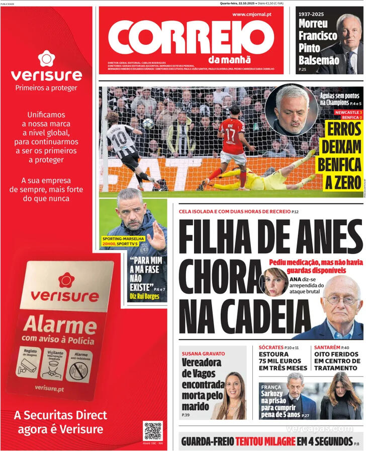 Capa Correio da Manh - 2025-10-22