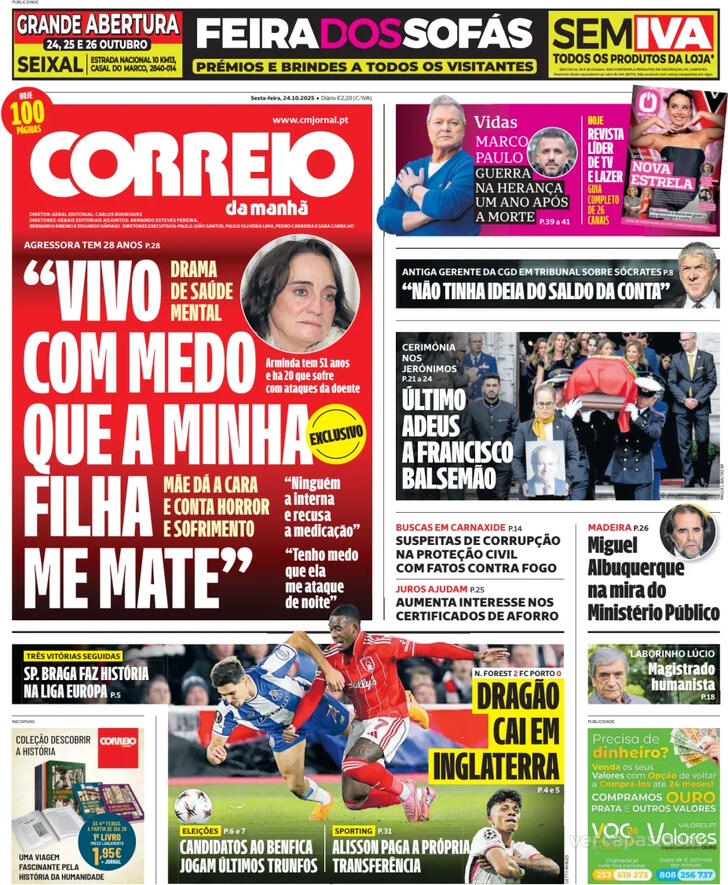 Capa Correio da Manh - 2025-10-24