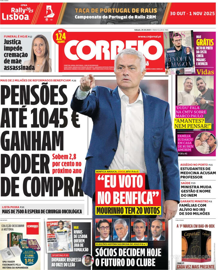 Capa Correio da Manh - 2025-10-25