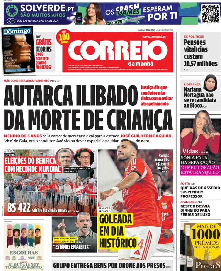 Capa Correio da Manh - 2025-10-26