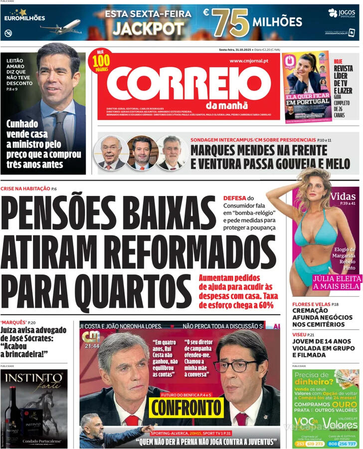 Capa Correio da Manh - 2025-10-31