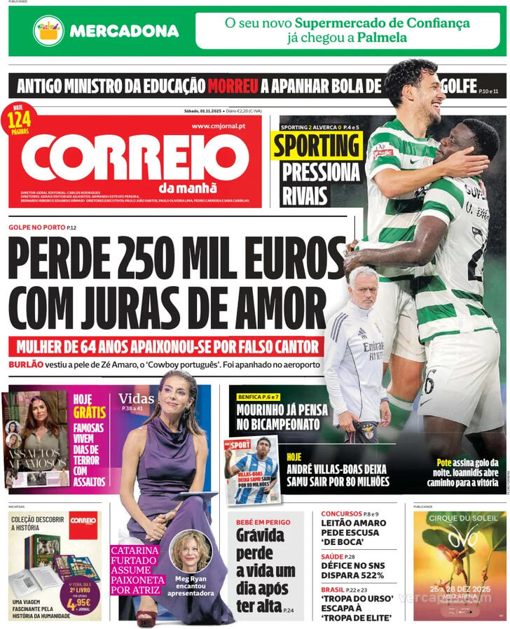 Capa Correio da Manh - 2025-11-01