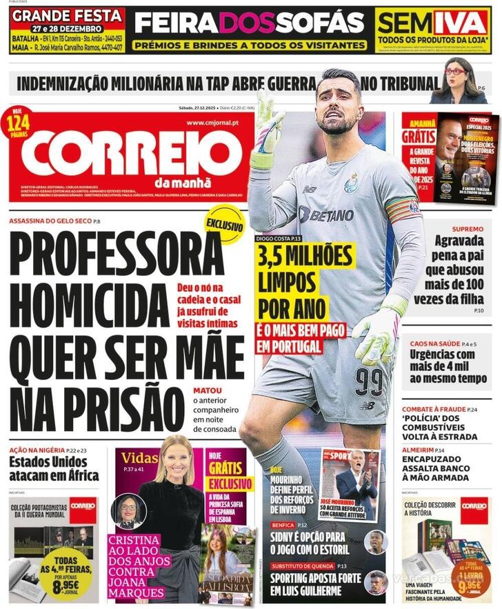 Capa Correio da Manh� - 2025-12-27