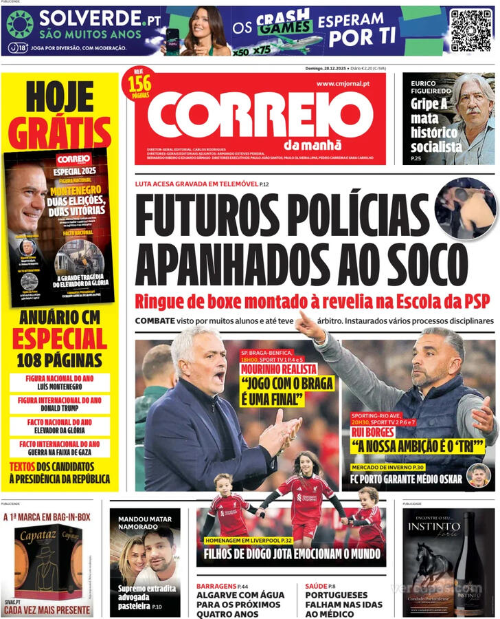 Capa Correio da Manh� - 2025-12-28