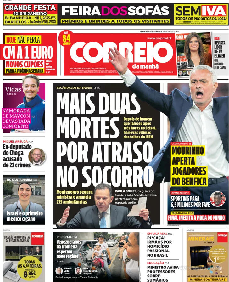 Capa Correio da Manh� - 2026-01-09