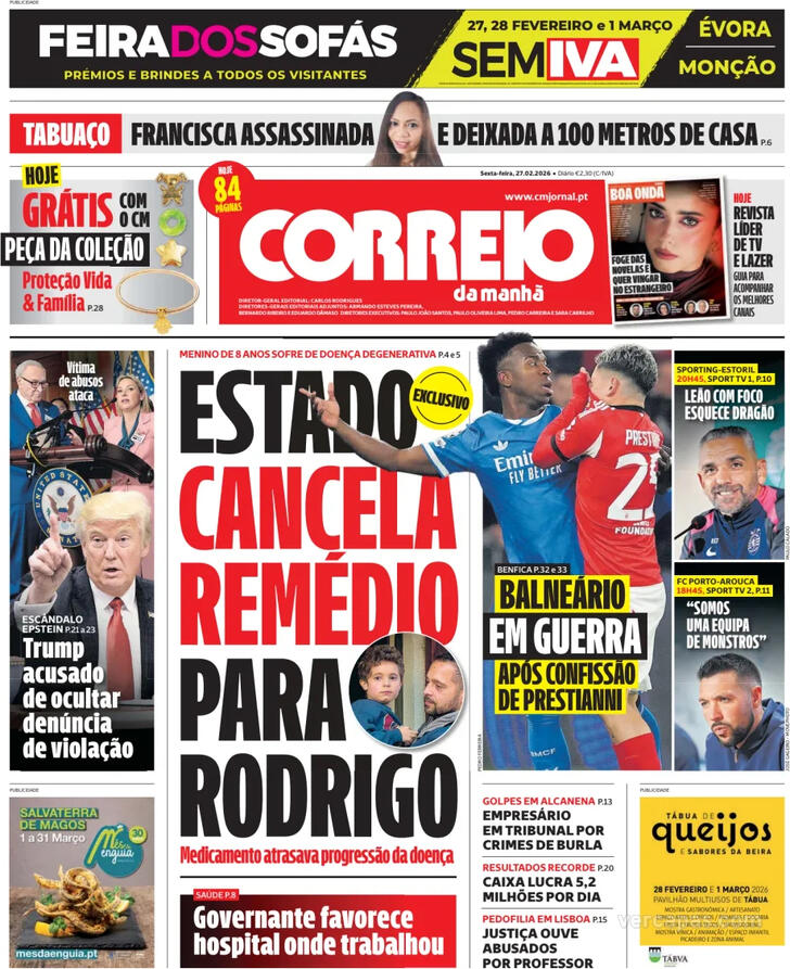 Capa Correio da Manh� - 2026-02-27