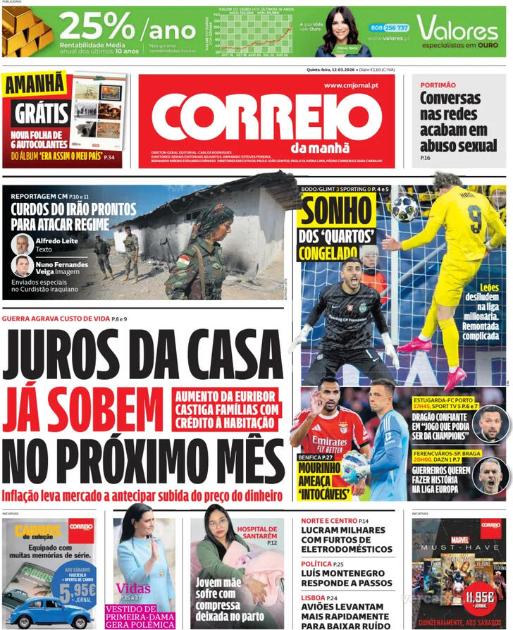 Capa Correio da Manh� - 2026-03-12